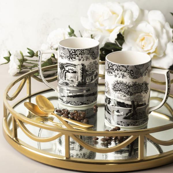 並行輸入品 【Spring SALE】 スポード ブラックイタリアン マグカップ ペアセット スプー...