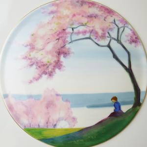 並行輸入品 マイセン 陶画 桜咲く川辺の少女 ...の詳細画像1