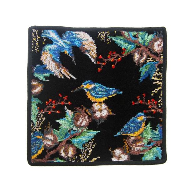 並行輸入品 フェイラー カワセミの家族 ハンカチ ブラック 25×25cm