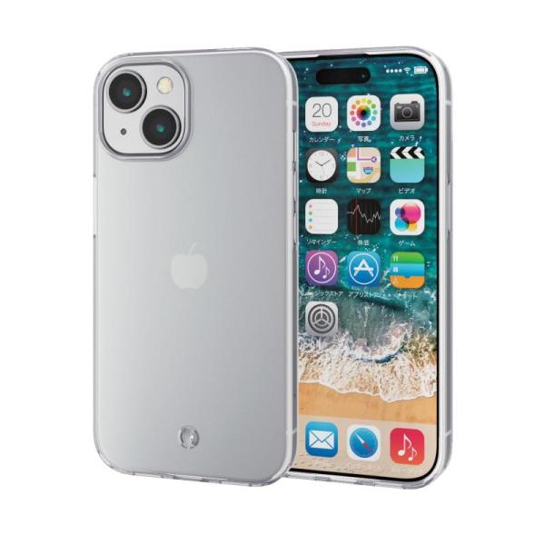 エレコム iPhone15 ケース ソフト TPU エコ リサイクル素材 リサイクル材50% ストラ...