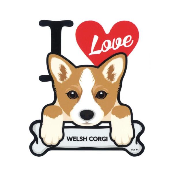 ゼネラルステッカー I LOVE DOG WELSH CORGI ウェルシュ・コーギー ビニールステ...