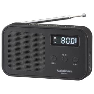 オーム電機AudioComm ラジオ ポータブル 乾電池 AC電源 デジタル プリセット登録 2バンドハンディラジオ ブラック RAD-H225N-K｜nihonsuko