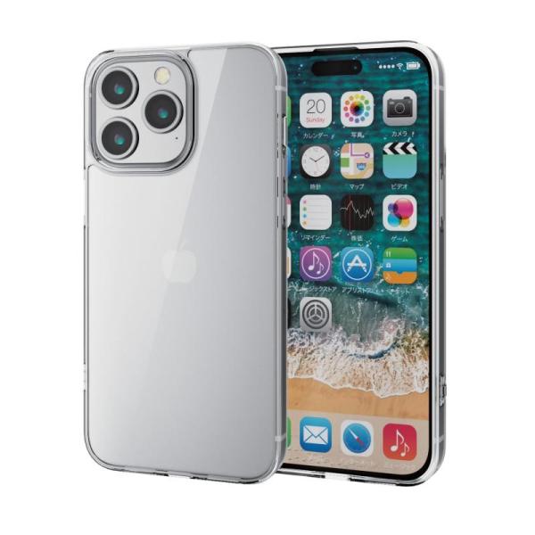 エレコム iPhone15 Pro Max ケース ガラス 硬度9H ハイブリッド素材 側面TPU ...