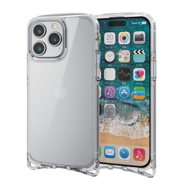 エレコム iPhone15 Pro Max ケース TOUGH SLIM LITE ショルダーストラ...