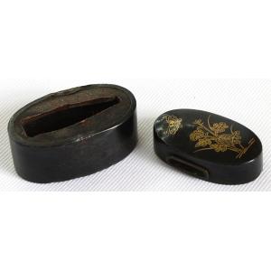 刀装具 f-32 縁頭 花と蝶の図 赤銅地金象...の詳細画像1