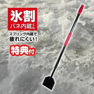 全長118cm 氷割・バネ内蔵くん 氷割り ばね内蔵くん 氷割 スクレーパー 氷層砕き棒 バネ内蔵君 雪対策 除雪用品 アイスバーン ばね内蔵君 凍結 雪かき｜nihontuuhan