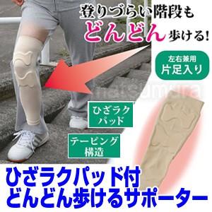 ひざラクパッド付き どんどん歩けるサポーター 左右兼用片足入り 日本製 ウォーキングサポーター ひざ ふくらはぎサポート