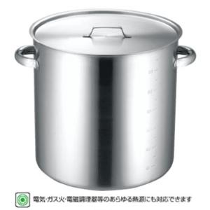 仔犬印 IH対応19-0ステンレス寸胴鍋目盛付 蓋付28cm 本間製作所 82028