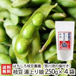 廃！新潟県産 朝採り枝豆 湯あがり娘 1kg（250g×4袋）・笹川流れの塩150g/ギフトにも！/のし無料/送料無料 父の日 お中元｜niigata-shop