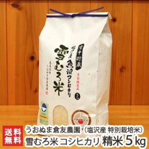 特別栽培米（減農薬・減化学肥料）南魚沼 塩沢産コシヒカリ 雪むろ米 精米5kg うおぬま倉友農園/ギフトにも！/のし無料/送料無料｜niigata-shop