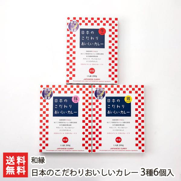 日本のこだわりおいしいカレー 3種6個入り/惣菜/和縁/後払い決済不可/送料無料
