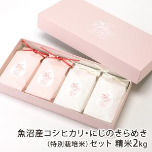 【令和8年度新米】特別栽培米（減農薬・減化学肥料）魚沼産コシヒカリ・にじのきらめきセット 精米2kg/苗場プリンセス/送料無料