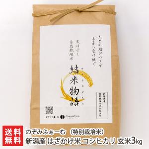 【令和5年度米】特別栽培米（減農薬・減化学肥料）新潟産 はざかけ米 コシヒカリ 玄米3kg（3kg×1袋）/のぞみふぁーむ/後払い決済不可/送料無料 父の日 お中元｜niigata-shop