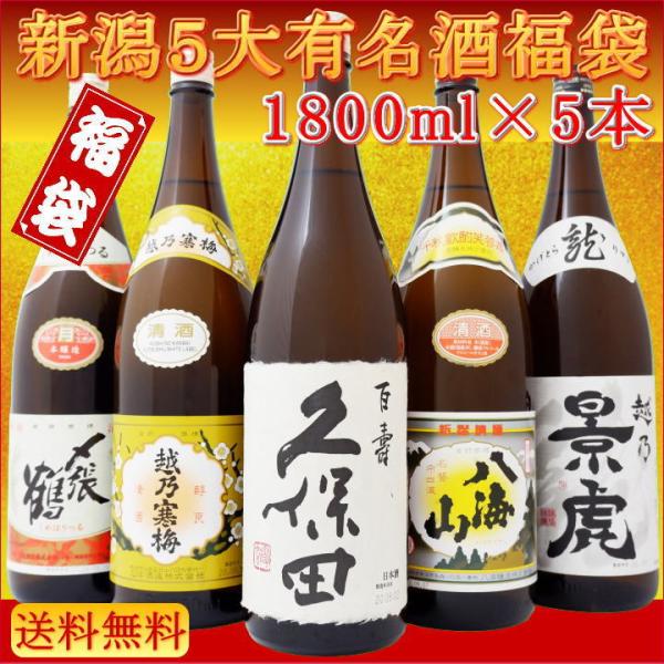 日本酒 新潟５大蔵 久保田百寿 八海山普通 越乃寒梅白 〆張鶴月 越乃景虎龍 1800ml×５本 日...