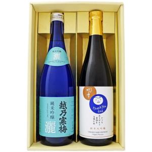 日本酒 お父さんありがとうラベルと寒梅 飲み比べ セット 越路吹雪 お父さんありがとうラベル純米大吟醸 越乃寒梅 灑 純米吟醸 720ml×2本 送料無料｜niigatameisyuoukoku