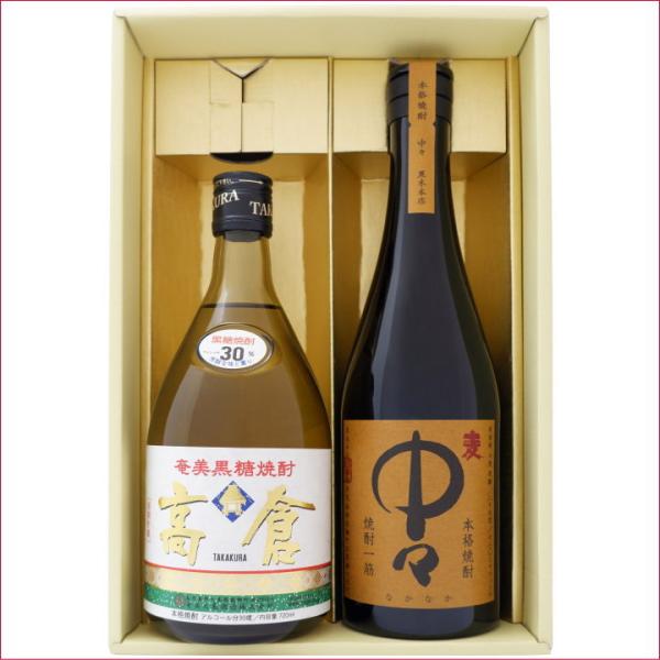 焼酎 飲み比べセット 奄美黒糖焼酎 高倉 30° と 中々 麦焼酎 25°  飲み比べお試し720ｍ...