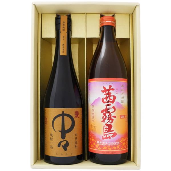 中々 茜霧島 ギフトセット720ｍｌ×1本 900ml×1本 麦焼酎 25°+ 芋焼酎 25° 送料...