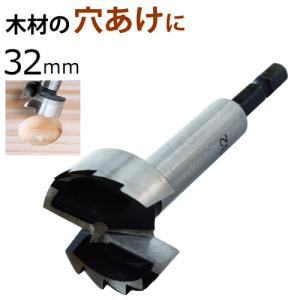 フォスナービット 32mm FB-32 シャンク径6.35mm 六角 新潟精機 [木工用 座ぐりドリル 穴あけ 加工 ホールソー 切削工具 DIY 工具]｜niigataseiki