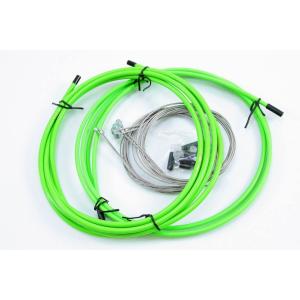 【即納】MicrOHERO　MTB/ROAD　両用　自転車 ワイヤアウターセット　ステンレス製　ブレーキワイヤ　シフトワイヤ付　自転車一台分　緑