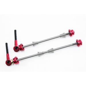 MicrOHERO チタン合金 シャフト　クイックリリース ロード用　エンド幅　F100/R130mm　QR　前後セット　赤/黒