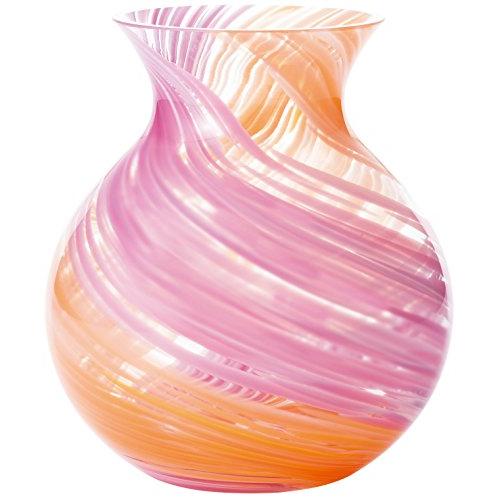 アデリア 津軽びいどろ 花器 花瓶 ブーケポット ピンク 最大12*高13.5cm 花しずく 日本製...