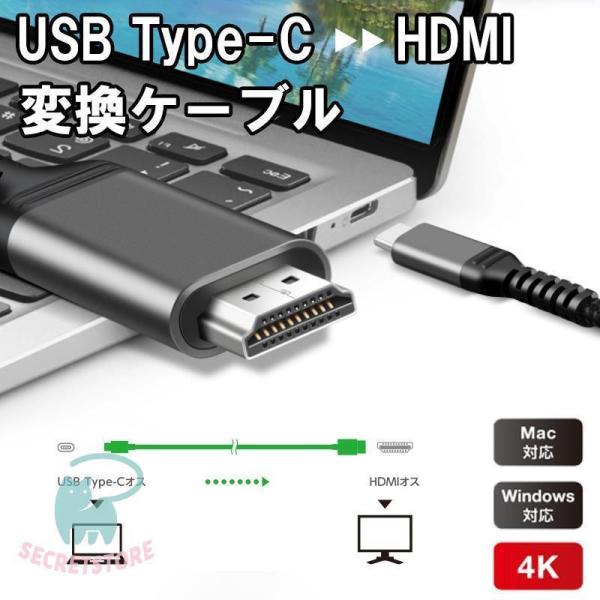 type-c 変換アダプタ hdmi typec 変換ケーブル 1m 2m typec から hdm...