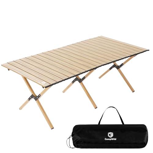 Campwild アウトドアテーブル ウッドロールトップテーブル 折りたたみ コンパクト 収納 簡単...