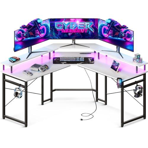 ODK ゲーミングデスク L字 パソコンデスク l字デスク デスク 机 幅129 コンセント付き p...