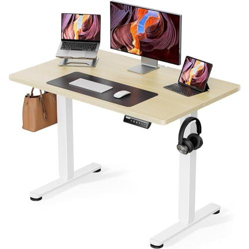 ErGear 電動 オフィスワークテーブル 昇降式デスク スタンディングデスク 幅100cm 高さメ...