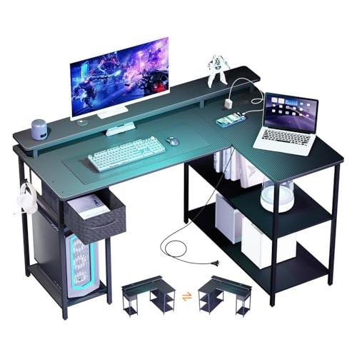 左右組み替え可能&amp;USBタップ付き VARNIC ゲーミングデスク パソコンデスク L字型 pcデス...
