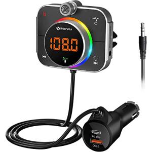 FMトランスミッター Bluetooth 5.0車載充電器 QC3.0急速充電