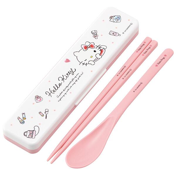 抗菌 音のならないコンビセット 箸18cm 【ハローキティ 水彩コスメ】 スケーター スプーン はし...