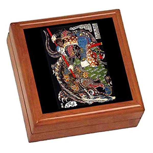 歌川国芳『 宮本武蔵の山鮫退治 』の写真タイル付き小物入れ（Jewelry Box）（ 浮世絵シリー...