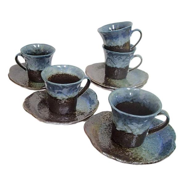 コーヒーカップソーサー 森の湖 5客セット 和陶器 業務用 美濃焼