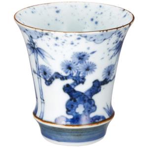 有田焼 匠の蔵 ぐい呑 盃 「SAKE GLASS」 染付松竹梅 (反) T802｜nijinoshopyellow