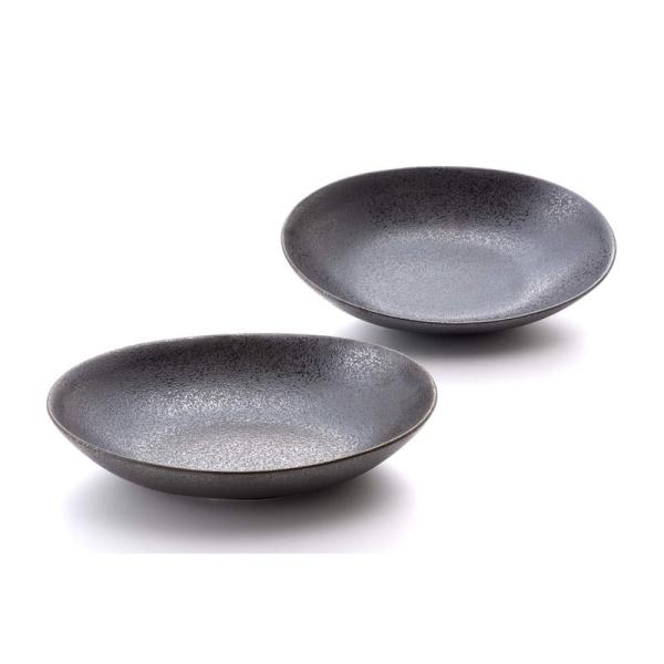 丸鎌陶器 カフェスタイル オーバルカレー皿(2枚組) 黒