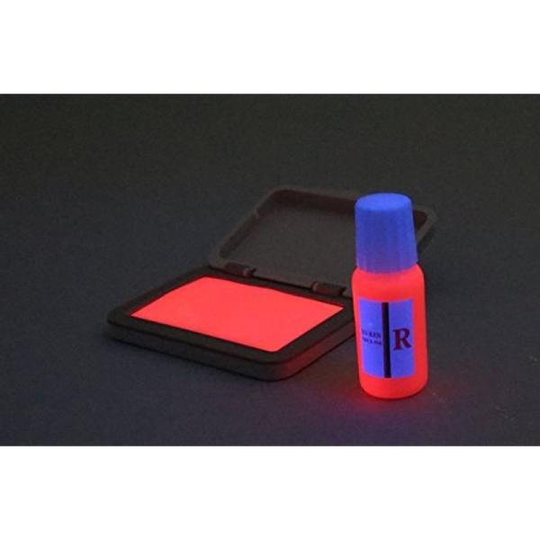 再入場スタンプ 赤色（ブラックライトインク） と 日亜化学工業 UV-LED（375nm）ブラックラ...