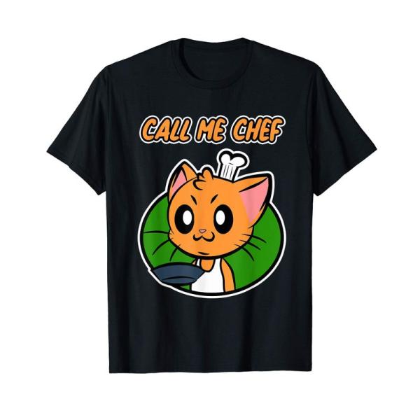男性のための猫のシェフの料理人のデザイン - シェフと呼んでください Tシャツ