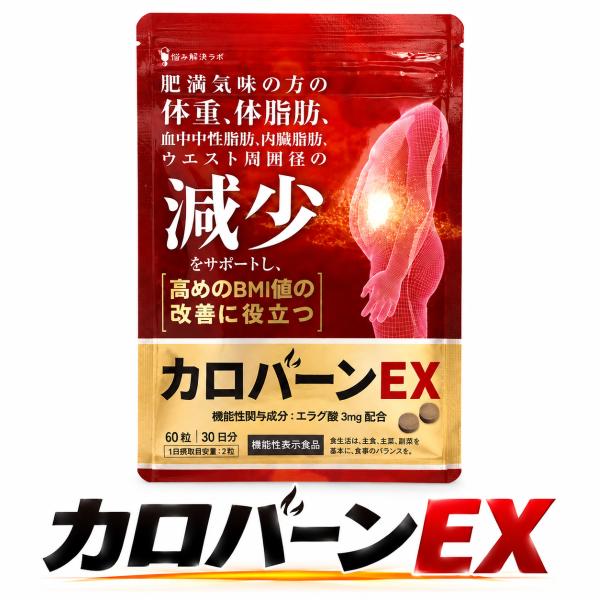 カロバーンEX 60粒 30日分 肥満気味の方の体重 体脂肪の減少を助ける 血中中性脂肪 内臓脂肪
