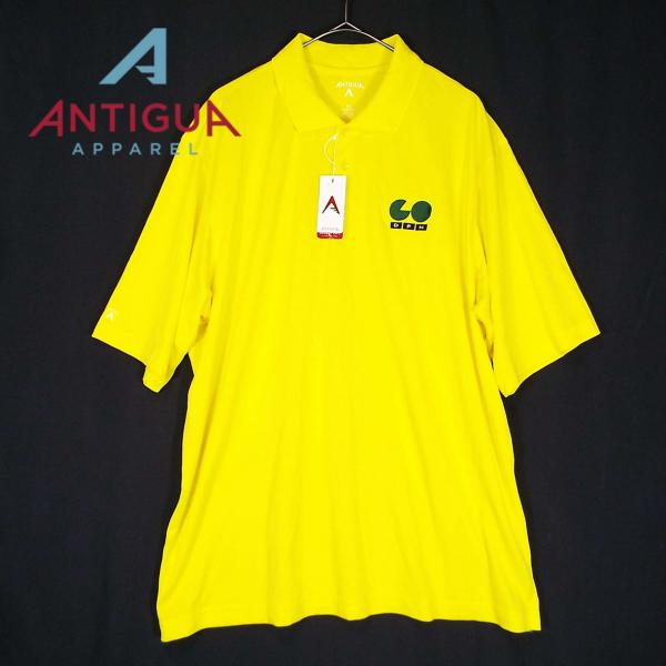 XL【タグ付き未使用】ANTIGUA（アンティグア）刺繍ロゴ　速乾素材　半袖　Tシャツ｜イエロー｜U...