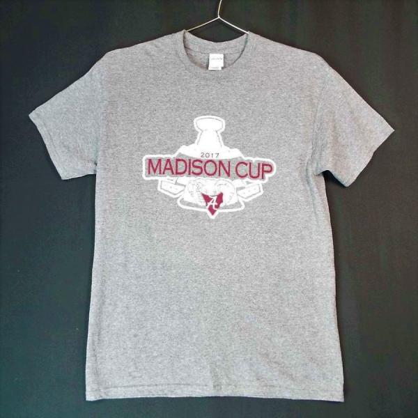 M｜MADISON CUP 2017 両プリ GILDAN 丸首 半袖Tシャツ｜グレー　USED古着...