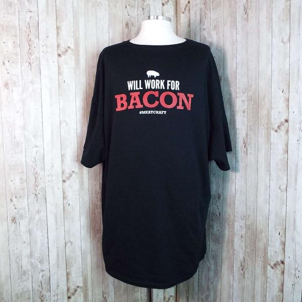 3XLサイズ｜WILL WORK FOR BACON ベーコン バックプリント クルーネック 半袖T...