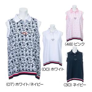 トミーヒルフィガー（Tommy_Hilfiger） リーフプリントノースリーブポロシャツ THLA137 レディースゴルフウェア 春夏｜nikigolf