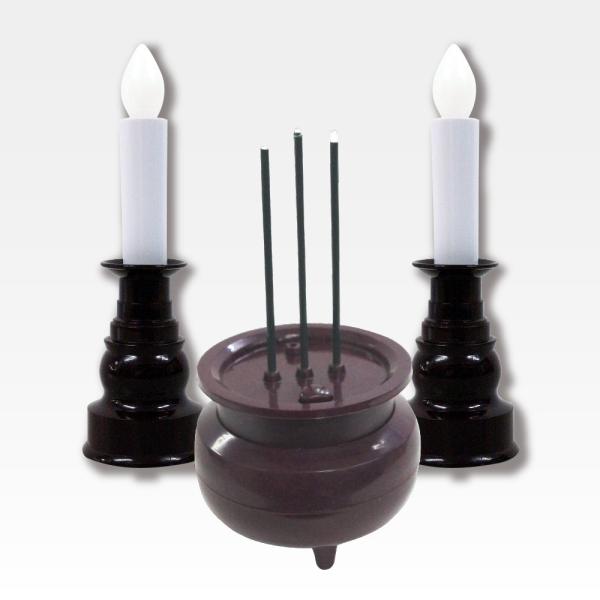 在庫有り即納 3点セット【送料無料】創心社 電池線香ローソクセット LEDロウソク2個 仏壇用 火を...