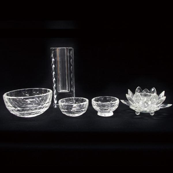 【送料無料】創心社 5点セット クリスタル仏具（五具足）葬儀用 仏壇 仏具 ペット葬儀 小さなお葬式...