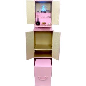 【送料無料】創心社 礼拝壇【心の拠り所】 ピンク 花柄 家具調仏壇 納骨壇　+専用棚(納骨)+イス+...