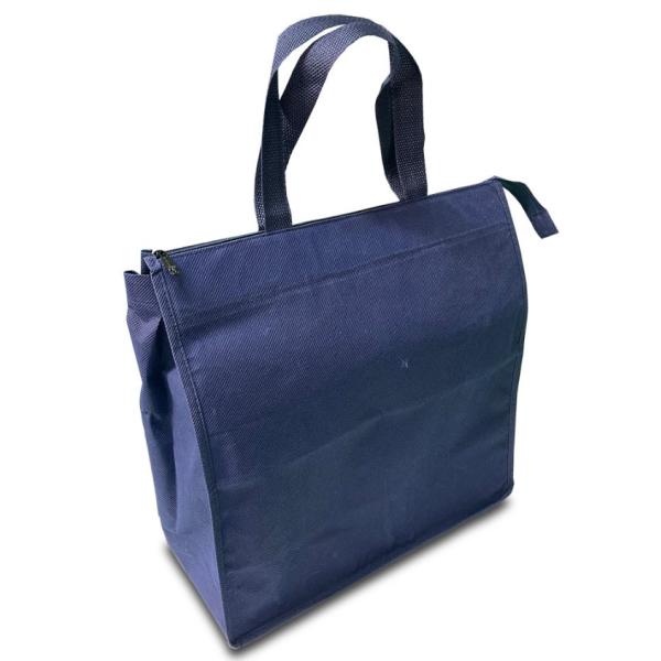 在庫有り 即納【送料無料】マチが16.5センチ チャック付き 不織布バッグ ネイビー 大型バック 手...