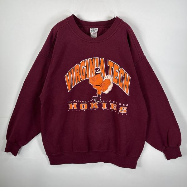 USA古着  BRLAR CREEK スウェット ラバープリント クルーネック バージニアテック N...