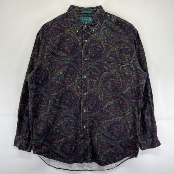 古着  Knights of Round Table 長袖シャツ ペイズリー柄 ボタンダウン 総柄 ...