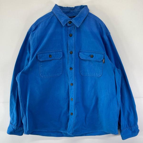 古着 ウールリッチ WOOLRICH 長袖シャツ ネルシャツ 無地 ヘビーウェイト 胸ポケット 大き...
